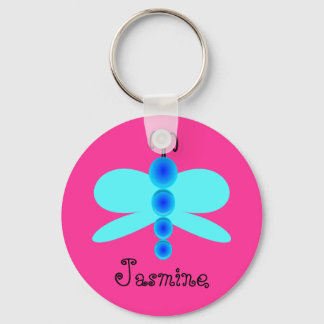 Personalised Name Pretty Blue Butterfly Key Ring