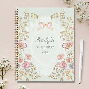 Personalised Name Pretty Vintage Floral Diary Notebook