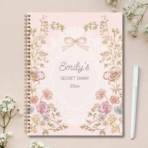 Personalised Name Pretty Vintage Floral Diary Notebook