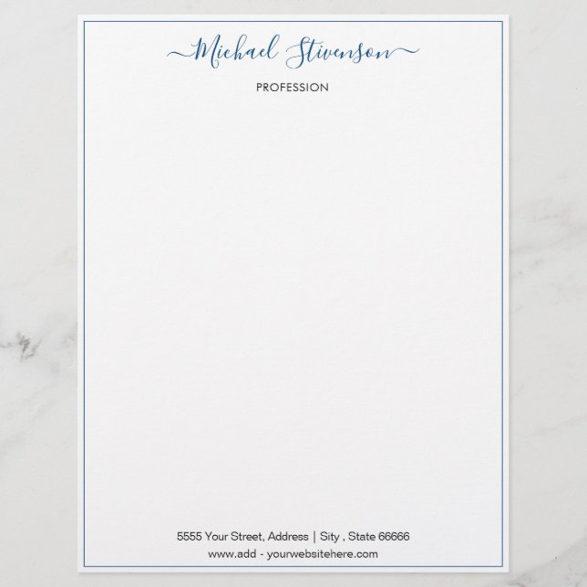 Personalised Name Profession Address Letterhead (Front)