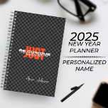 Personalised Name Professional Business Executive  Planner<br><div class="desc">Be inspired while staying organise with our "Just Be Curious" theme planner. This design features a checked pattern background with an eye catching and vibrant orange colour of word "JUST" and white text placed on top of it, making it stylish and modern look. Personalised this planner by adding your name...</div>