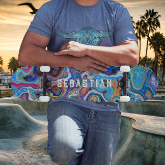 Personalised Name Psychedelic Abstract Skateboard