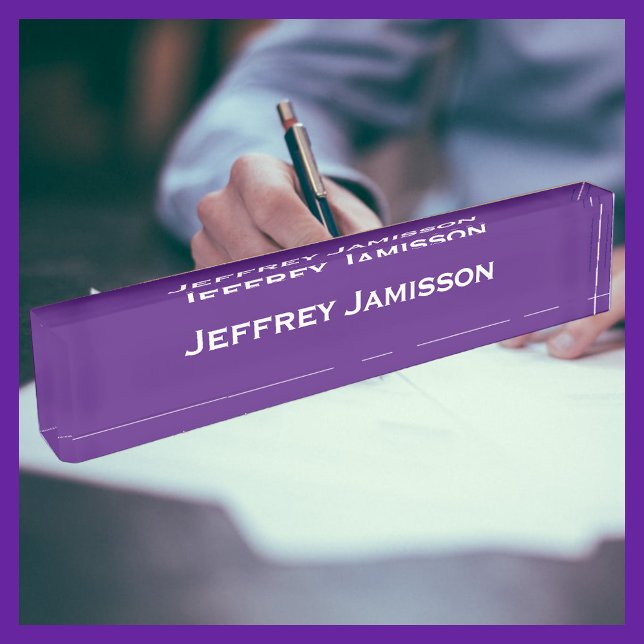 Personalised Name Purple and White Acrylic Nameplate (Creator Uploaded)
