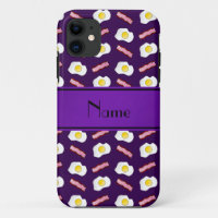 Personalised name purple bacon eggs