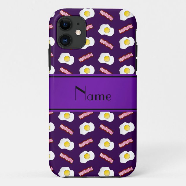 Personalised name purple bacon eggs Case-Mate iPhone case (Back)