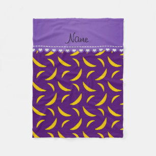 Personalised name purple bananas fleece blanket