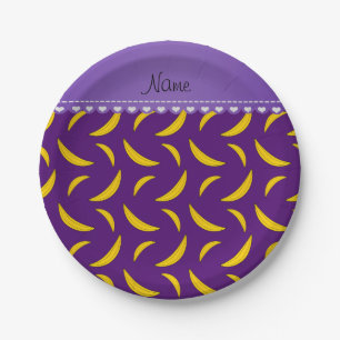 Personalised name purple bananas paper plate