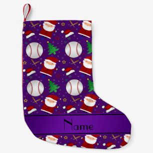 Personalised name purple baseball christmas small christmas stocking