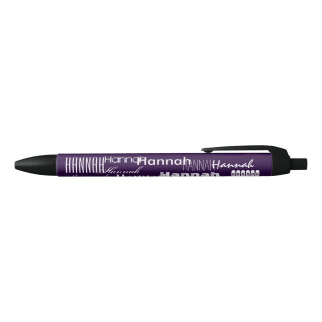 Personalised Name Purple Black Ink Pen (Top)