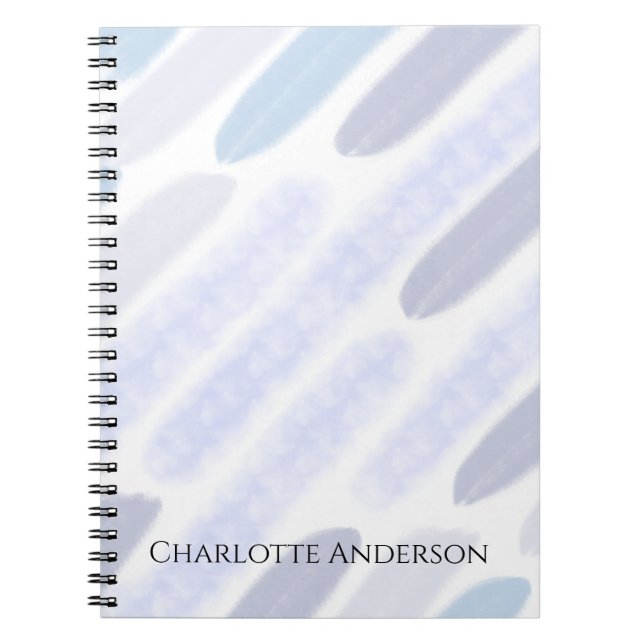Personalised Name Purple Blue Stripe Notebook (Front)