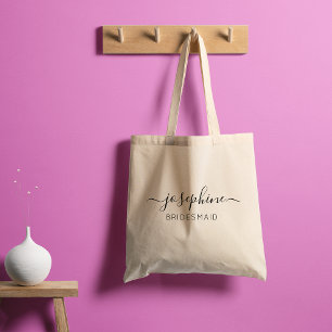 Personalised Name Purple Bridesmaid Tote Bag
