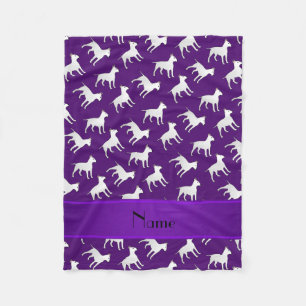 Personalised name purple bull terrier dogs fleece blanket