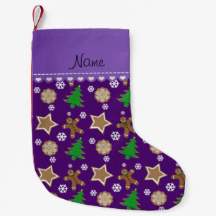 Personalised name purple christmas cookies small christmas stocking