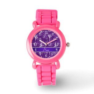 Personalised name purple damask gymnastics watch
