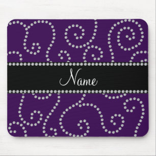 Personalised name purple diamond swirls mouse mat
