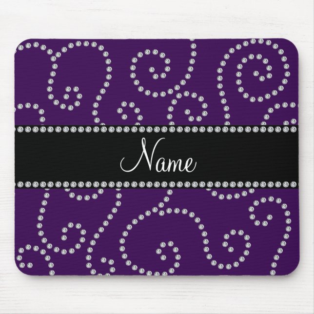 Personalised name purple diamond swirls mouse mat (Front)