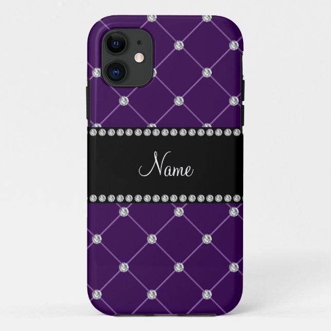Personalised name Purple diamonds Case-Mate iPhone Case (Back)