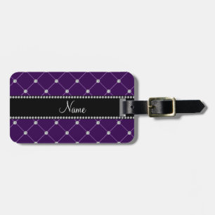 Personalised name Purple diamonds Luggage Tag