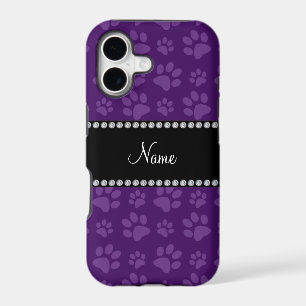 Personalised name purple dog paw prints