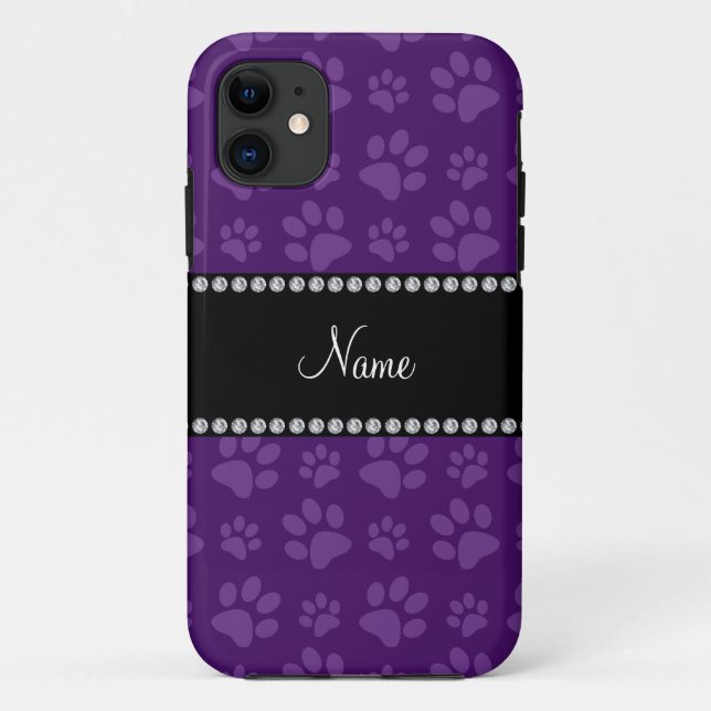 Personalised name purple dog paw prints Case-Mate iPhone case (Back)