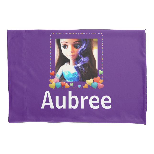 Personalised Name Purple Doll with Bedtime Prayer Pillowcase (Front)