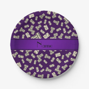 Personalised name purple dominos paper plate