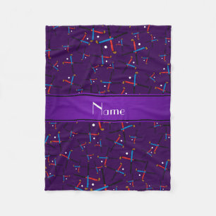 Personalised name purple field hockey fleece blanket