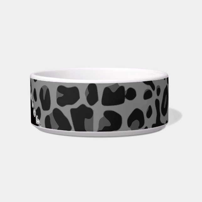 Personalised name purple glitter black leopard bowl (Right)