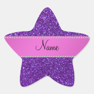Personalised name purple glitter diamonds star sticker