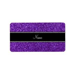 Personalised name purple glitter label