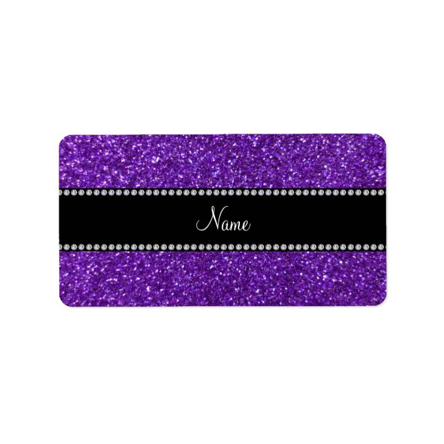 Personalised name purple glitter label (Front)
