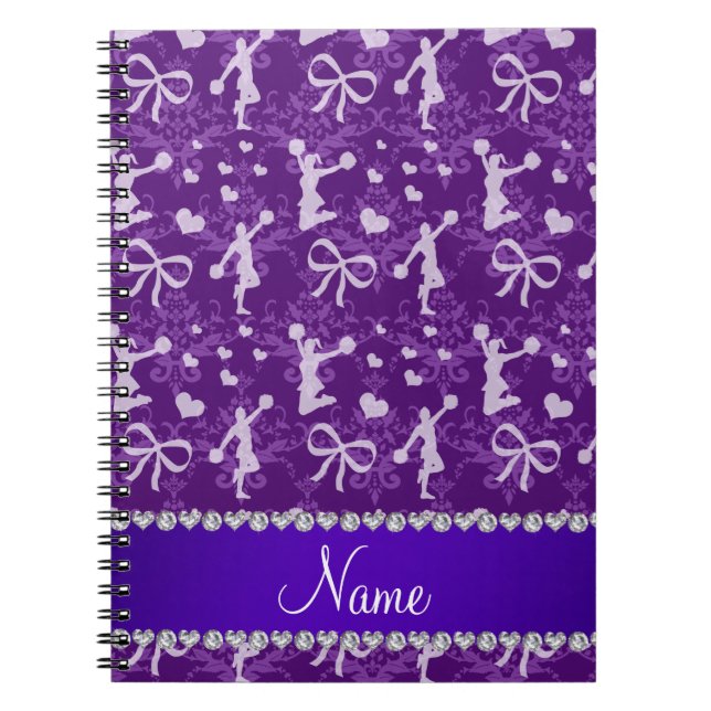Personalised name purple gymnastics damask notebook (Front)