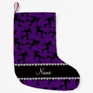 Personalised name purple inline skating small christmas stocking