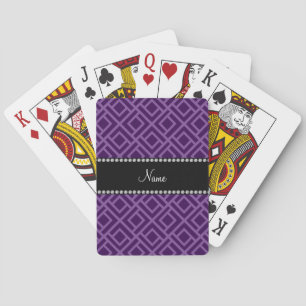 Personalised name purple interlocking triangles playing cards