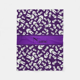 Personalised name purple karate pattern fleece blanket