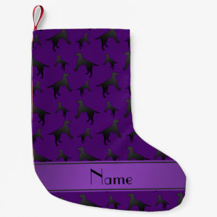 Personalised name purple Labrador Retriever dogs Small Christmas Stocking