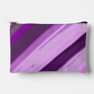 Personalised Name Purple Lavender Stripes Accessory Pouch