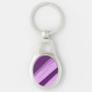 Personalised Name Purple Lavender Stripes  Key Ring