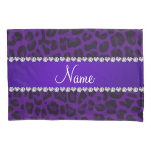 Personalised name purple leopard pattern pillowcase