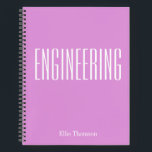 Personalised Name Purple Lilac Engineering Student Notebook<br><div class="desc">Designed for students and professionals, this personalised engineering notebook features a sleek lilac background with bold typography. Perfect for taking notes, solving equations, and organising ideas, this modern notebook makes a stylish and functional gift for future engineers, STEM students, and professionals who love a pop of colour in their study...</div>