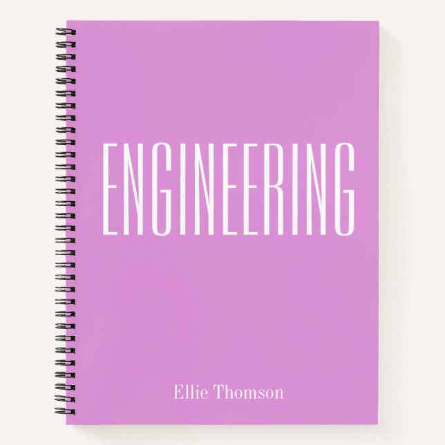 Personalised Name Purple Lilac Engineering Student Notebook (Front)