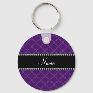 Personalised name Purple moroccan Key Ring
