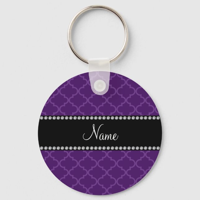 Personalised name Purple moroccan Key Ring (Front)