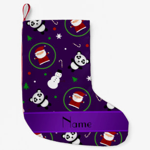 Personalised name purple panda santas christmas small christmas stocking