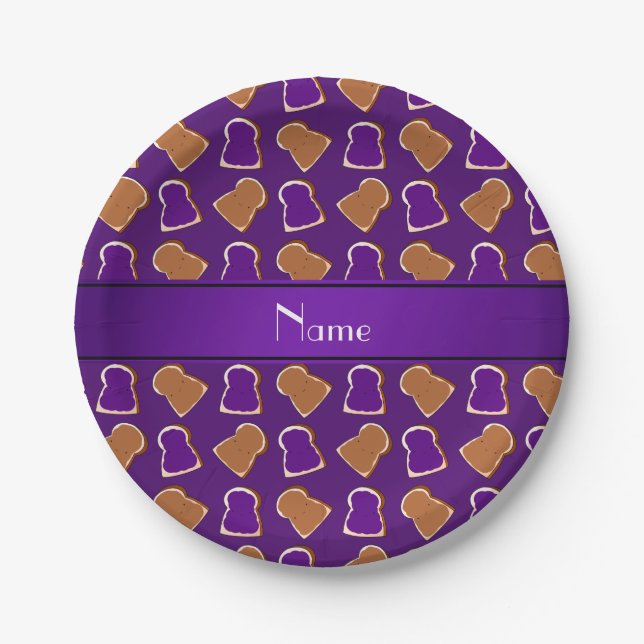 Personalised name purple peanut butter jelly paper plate (Front)