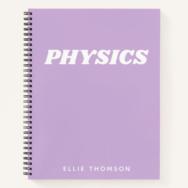 Personalised Name Purple Physics School Class Lab Notebook (Front)