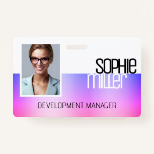 Personalised Name Purple Pink Gradient Trendy  ID Badge