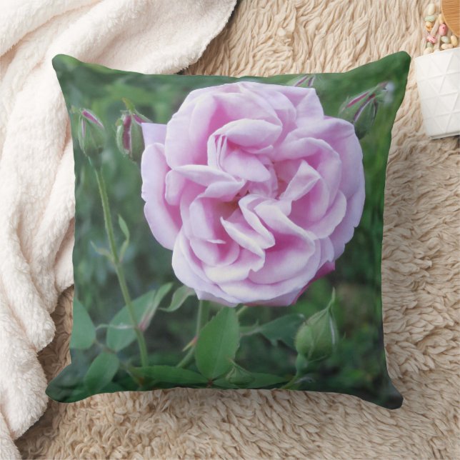 Personalised Name Purple Pink Rose Photo Cushion (Blanket)
