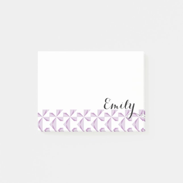 Personalised Name Purple Pinwheels Post-it Notes (Front)