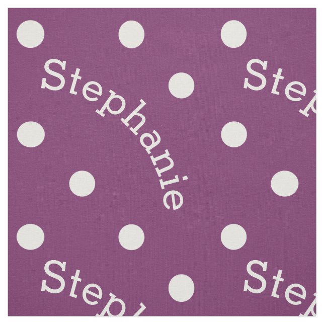 Personalised Name Purple Polka Dot Fabric (Swatch)